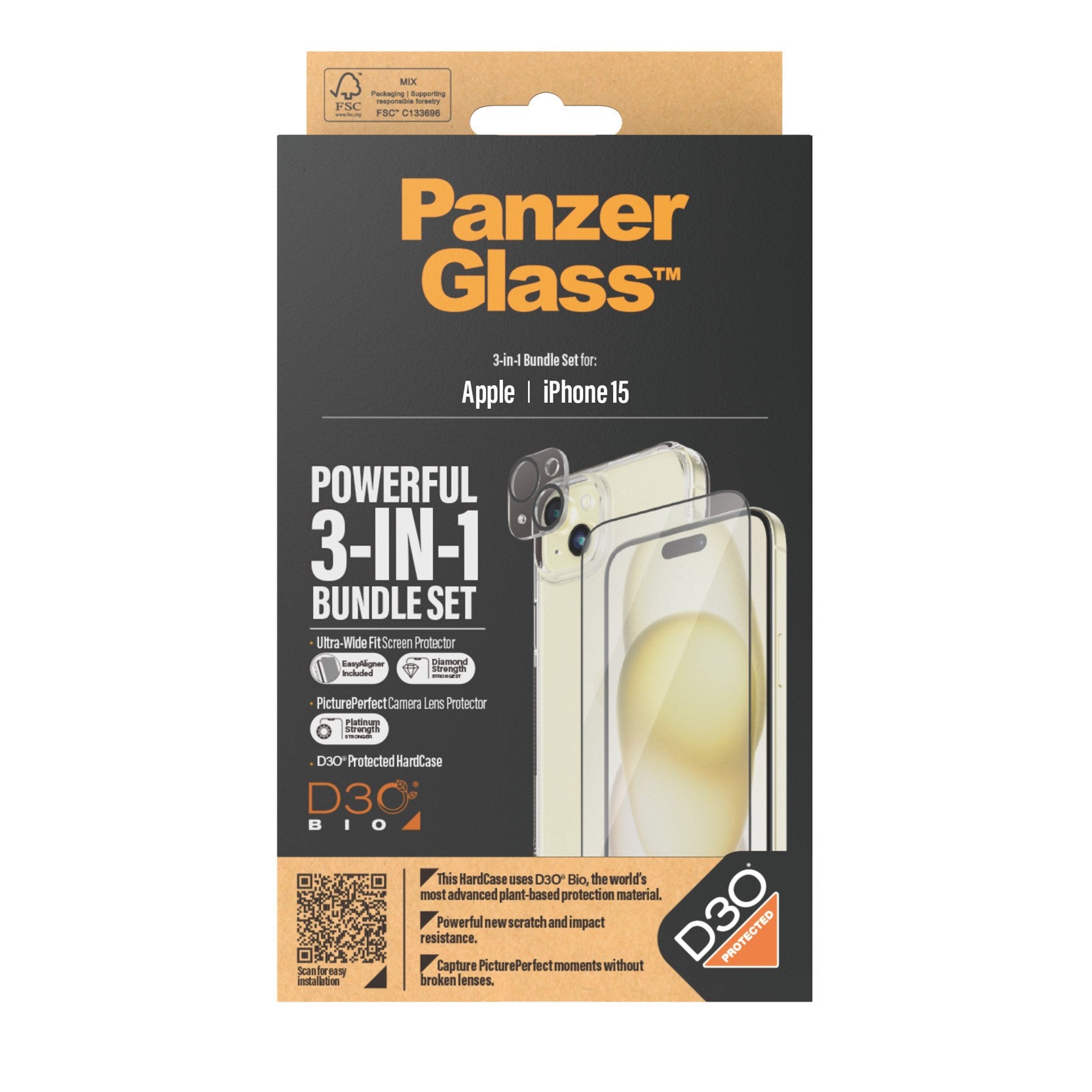PanzerGlass® 3-in-1 Pack iPhone 15